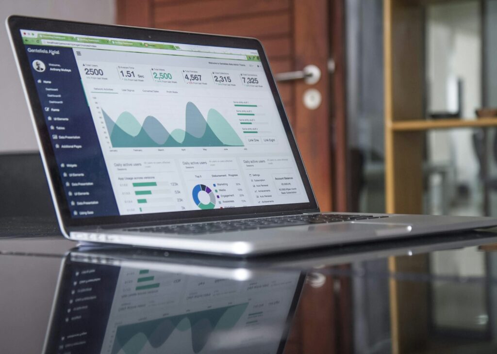 Marketing analytics dashboard on laptop