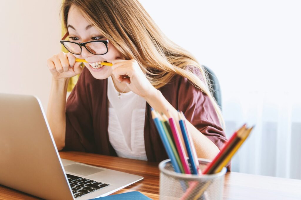 Person learning on laptop